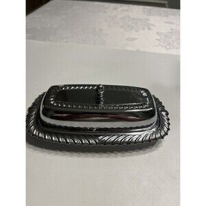 Irwinware Vintage Chrome Plated Butter Dish With Lid 1970’s Made in USA 🇺🇸